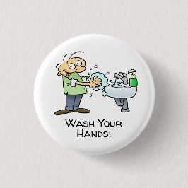 Bóton Redondo 2.54cm Wash Your Hands Cartoon
