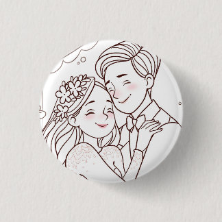 Bóton Redondo 2.54cm Wedding cute badge
