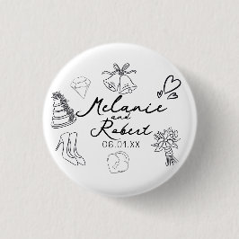 Bóton Redondo 2.54cm Wedding Doodle Save the Dates Wedding Anniversary 