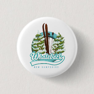 Bóton Redondo 2.54cm Whaleback New Hampshire - logótipo de esqui retrô