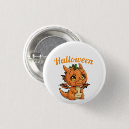 Bóton Redondo 2.54cm Whimsical Baby Dragon Pumpkin Halloween Button