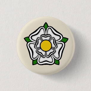 Bóton Redondo 2.54cm White Rose de York, Inglaterra Emblem of Royalty