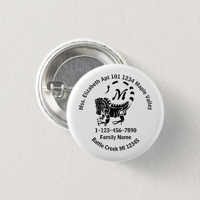 Bóton Redondo 2.54cm Wild Iguana Perdeu Endereço Doméstico Familiar (Frente & Verso)