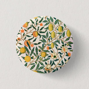 Bóton Redondo 2.54cm William Morris Fruta Pomegranate White Ornament