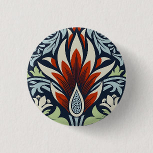 Bóton Redondo 2.54cm William Morris Snakeshead Floral Clássica Botânica