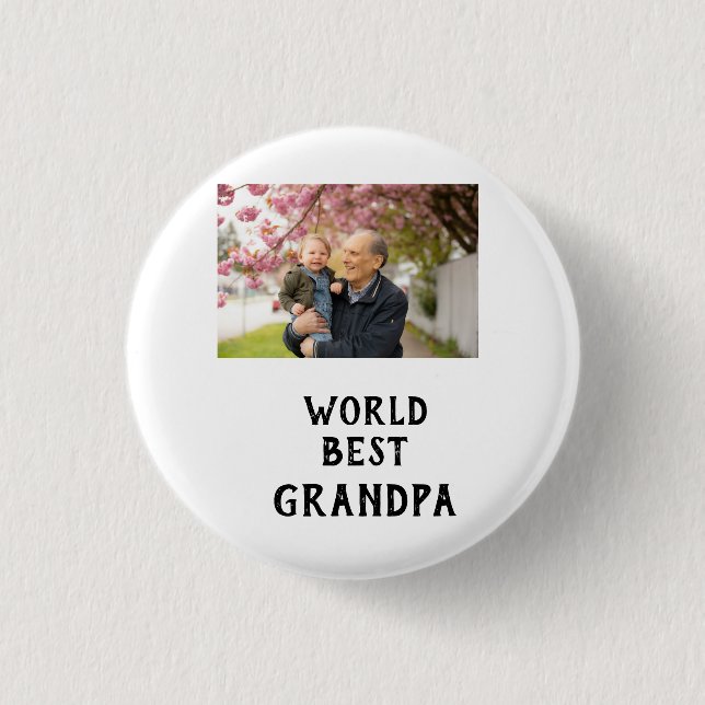 Bóton Redondo 2.54cm World best Grandpa photo name father's day grandpa (Frente)