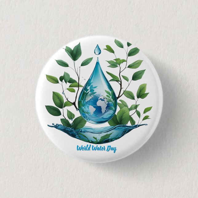 Bóton Redondo 2.54cm World Water Day (Frente)