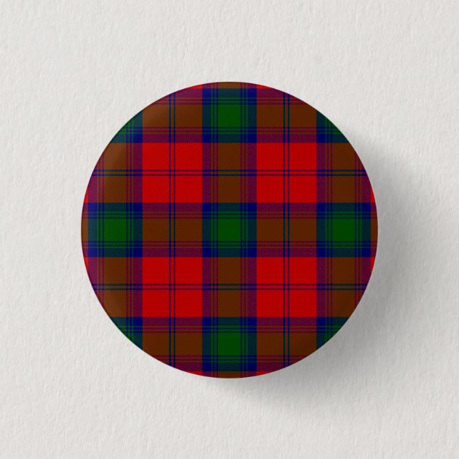 Bóton Redondo 2.54cm Xadrez verde-vermelha Lindsay tartan (Frente)