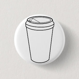 Bóton Redondo 2.54cm Xícara de Café (Papel Para Levar)