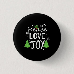 Bóton Redondo 2.54cm Xmas Peace Love Joy