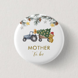 Bóton Redondo 2.54cm X'mas Tree Tractor Bear Mother To Be Baby Shower 