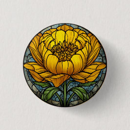 Bóton Redondo 2.54cm Yellow Peony Stained Glass