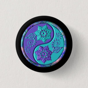 Bóton Redondo 2.54cm Yin Yang Azul e Roxo
