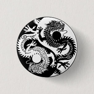 BÓTON REDONDO 2.54CM YIN YANG DOIS DRAGONS CHAVEIRO