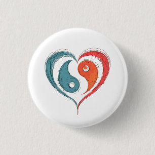 Bóton Redondo 2.54cm Yin Yang Heart Balance Artístico
