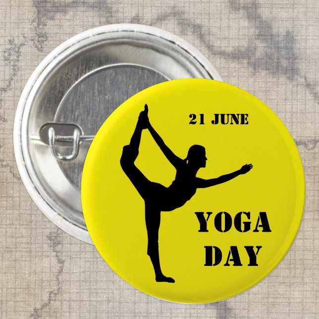 Bóton Redondo 2.54cm Yoga Day - 21 de junho - Celebrar com Exercício (Criador carregado)