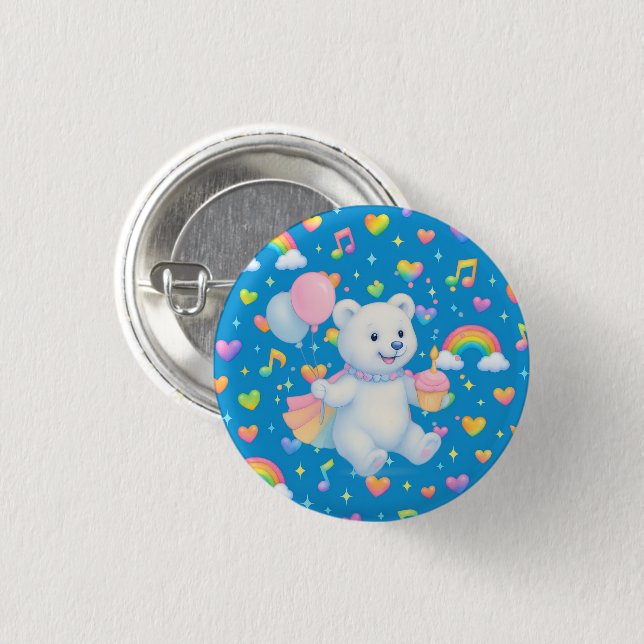 Bóton Redondo 2.54cm Zarah the Dancing Polar Bear • Buttons (Frente & Verso)