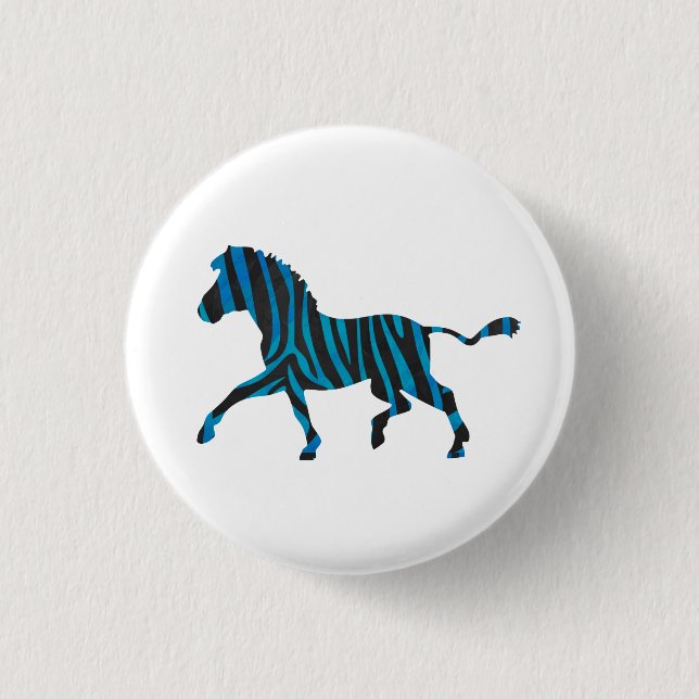 Bóton Redondo 2.54cm Zebra Black e Blue Silhouette (Frente)