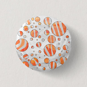 Bóton Redondo 2.54cm Zebra Orange e Bolinhas branca