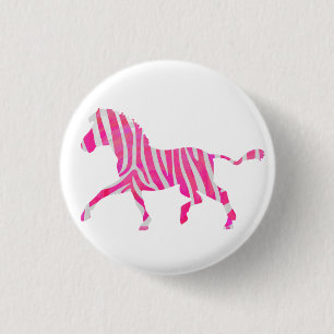 Bóton Redondo 2.54cm Zebra, rosa-quente e branco, silhueta