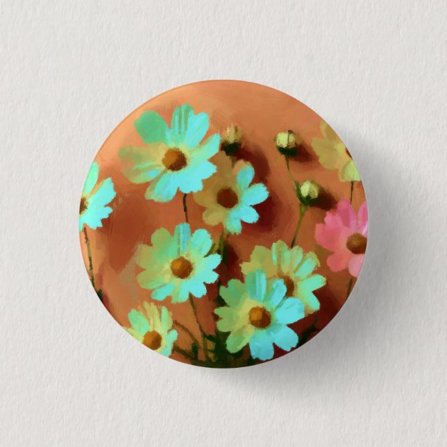 Bóton Redondo 2.54cm Zinnia Elegans Florals (Frente)