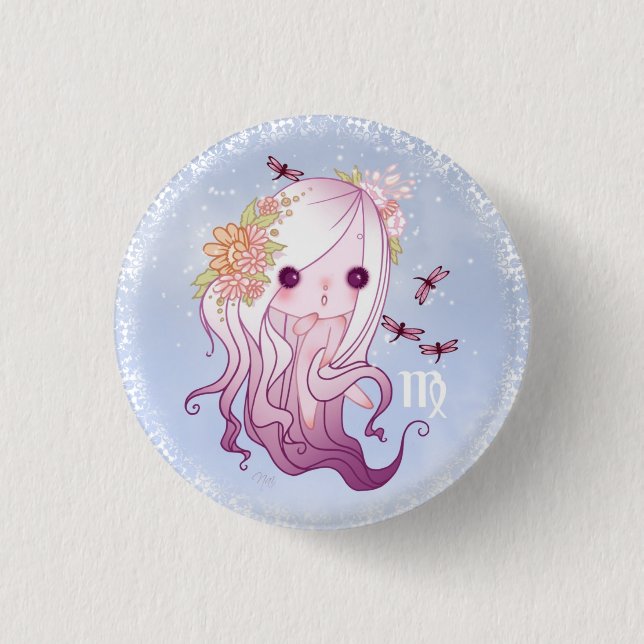Bóton Redondo 2.54cm Zodiac vierge virgo (Frente)