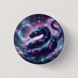 Bóton Redondo 2.54cm Zodíaco da Galáxia da Serpente Cósmica Astrologia