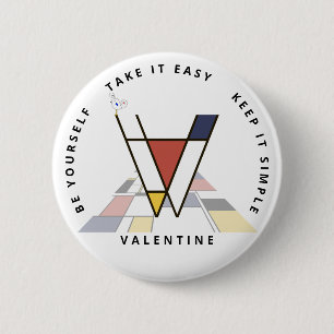 Bóton Redondo 5.08cm С ativando o neoplasticismo Monograma de Arte. Let