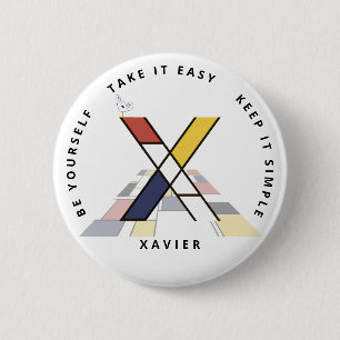 Bóton Redondo 5.08cm С ativando o neoplasticismo Monograma de Arte. Let