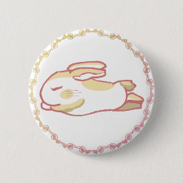 BÓTON REDONDO 5.08CM ビビッドピンク＆リラックスうさぎリボンデザイン
