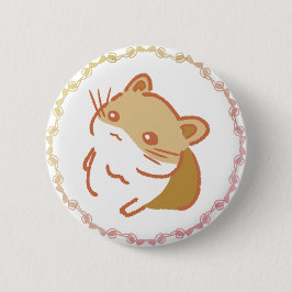 BÓTON REDONDO 5.08CM ポップオレンジ＆キュートなハムスターリボンデザイン