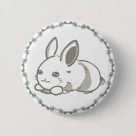 BÓTON REDONDO 5.08CM リボンと黒うさぎのシンプルデザイン  