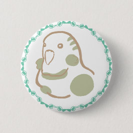 BÓTON REDONDO 5.08CM 森林の緑を纏ったインコイラスト｜柔らかさと上品さを感じるデザイン