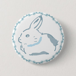 BÓTON REDONDO 5.08CM 涼しげなリボン＆柔らかな雪うさぎデザイン  缶バッジ