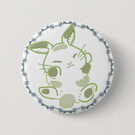 BÓTON REDONDO 5.08CM 癒しの緑＆ふわふわ寝うさぎリボンデザイン 