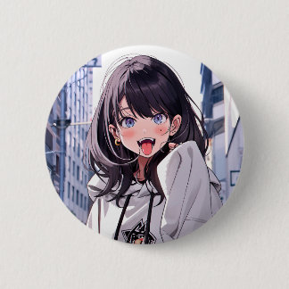 Bóton Redondo 5.08cm 缶バッジ あっかんべーJK|Badge 寿司娘 GenerativeAI