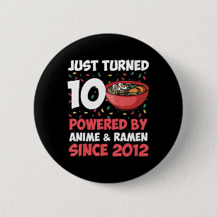 Bóton Redondo 5.08cm 10º aniversário Anime Kawaii Ramen de 10 anos