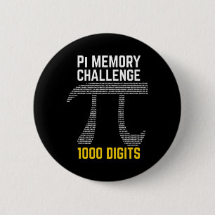 Bóton Redondo 5.08cm 1000 Dígitos Do Desafio De Memória Pi - Pi Day