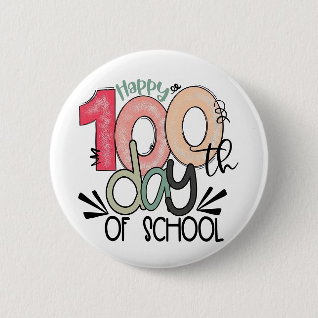 Bóton Redondo 5.08cm 100 days of school celebration button / pin badge (Frente)