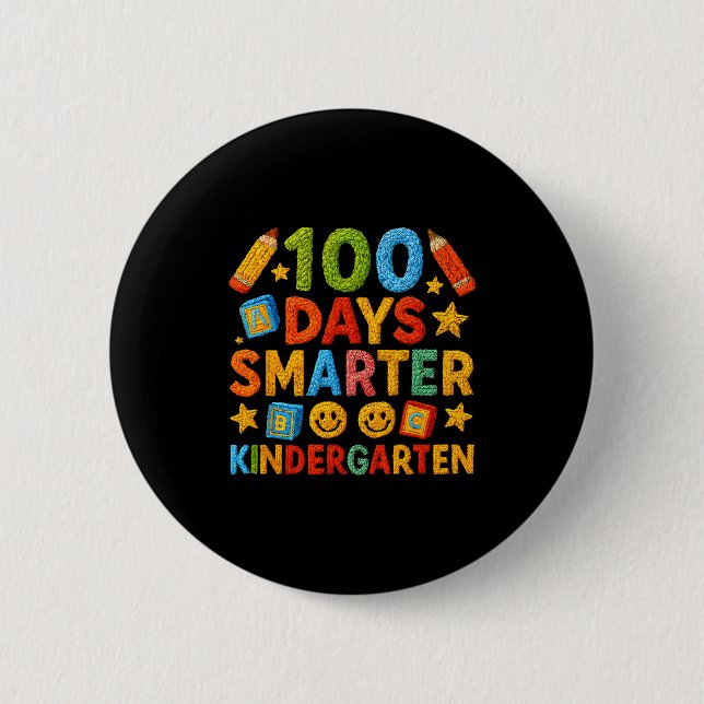 Bóton Redondo 5.08cm 100 Days Smarter Kindergarten Milestone School Ach (Frente)
