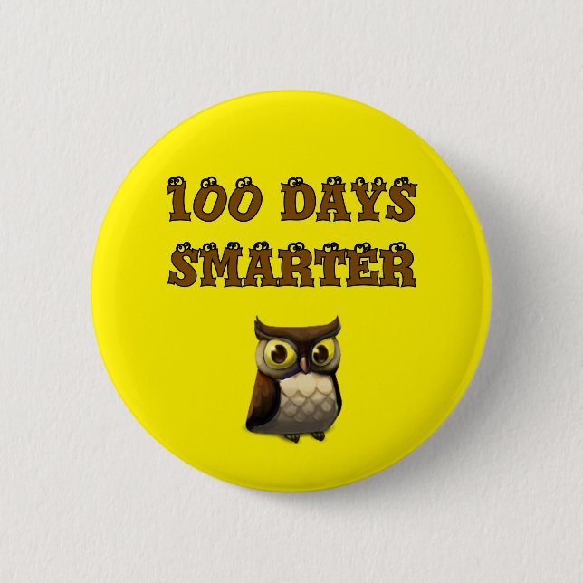 Bóton Redondo 5.08cm 100 Days Smarter Owl – 100th Day of School (Frente)