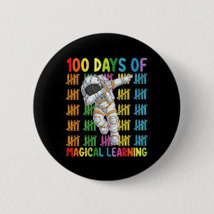 Bóton Redondo 5.08cm 100 Dias de Aprendizado Mágico Escola de Astronaut