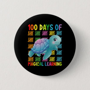 Bóton Redondo 5.08cm 100 Dias De Aprendizado Mágico Escola Turtle
