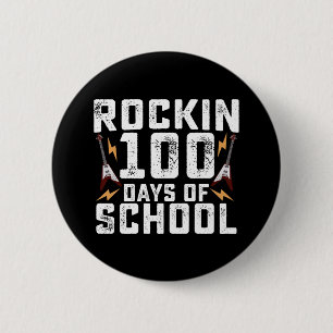 Bóton Redondo 5.08cm 100 Dias de Escola Rock Guitarra Vintage Rockin