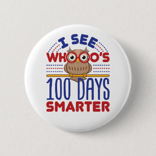 Bóton Redondo 5.08cm 100 dias de professor de coruja escolar mais intel
