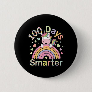 Bóton Redondo 5.08cm 100 Dias Mais Inteligente Do Arco-Íris Unicórnio 1