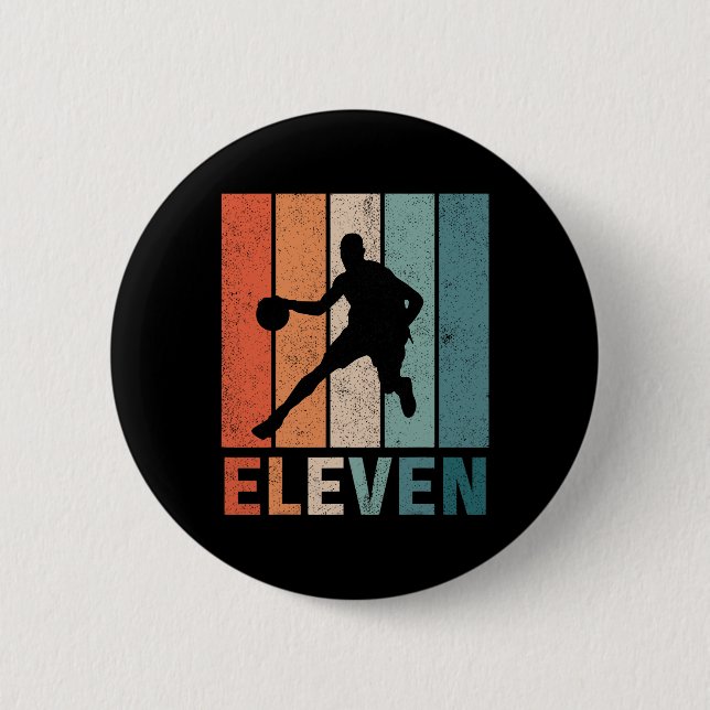 Bóton Redondo 5.08cm 11 Birthday Retro Bysketbyll Amantes Meninos 11 (Frente)