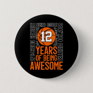 Bóton Redondo 5.08cm 12 Anos De Aniversário De 12 De Basquete Incrível