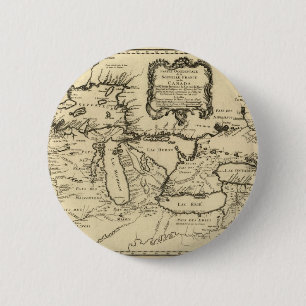 Bóton Redondo 5.08cm 1755 grandes lagos e mapa novo de France/Canadá