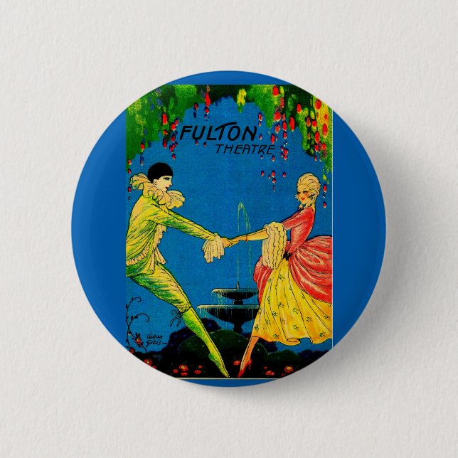 Bóton Redondo 5.08cm 1927 Programa Teatro Fulton cobrir art (Frente)